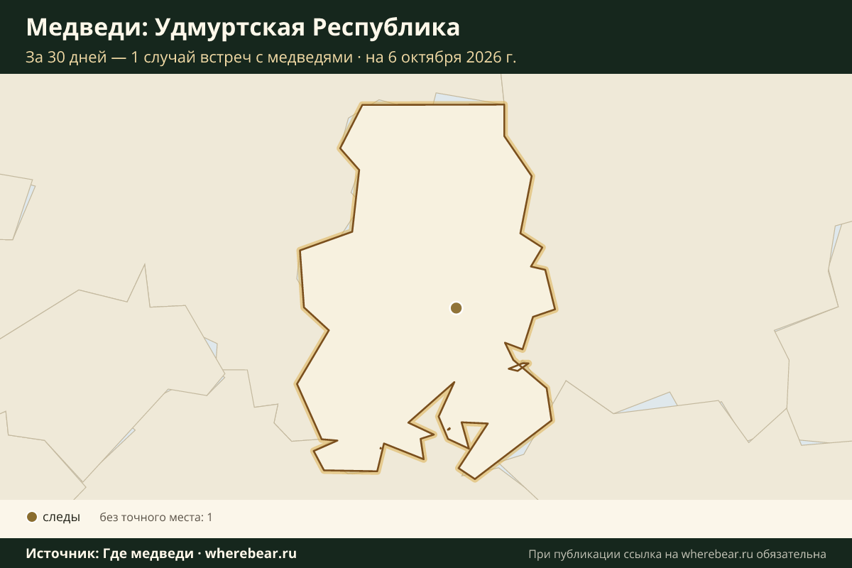 Карта: где в Удмуртии видели медведей за 30 дней