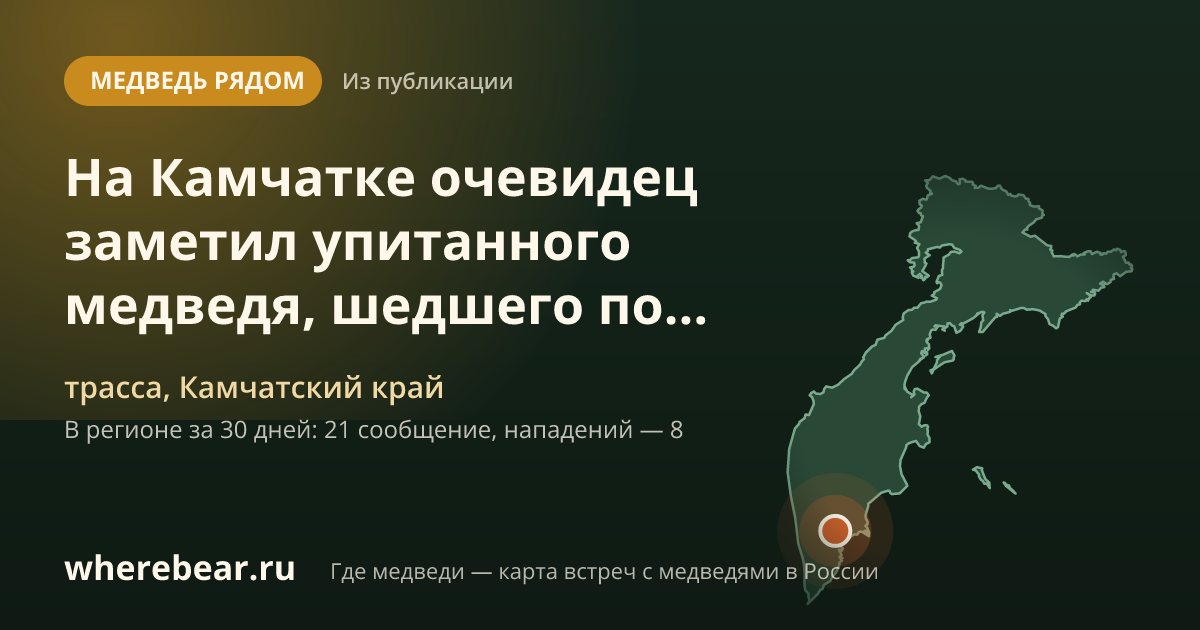 Место на карте: трасса, Камчатский край