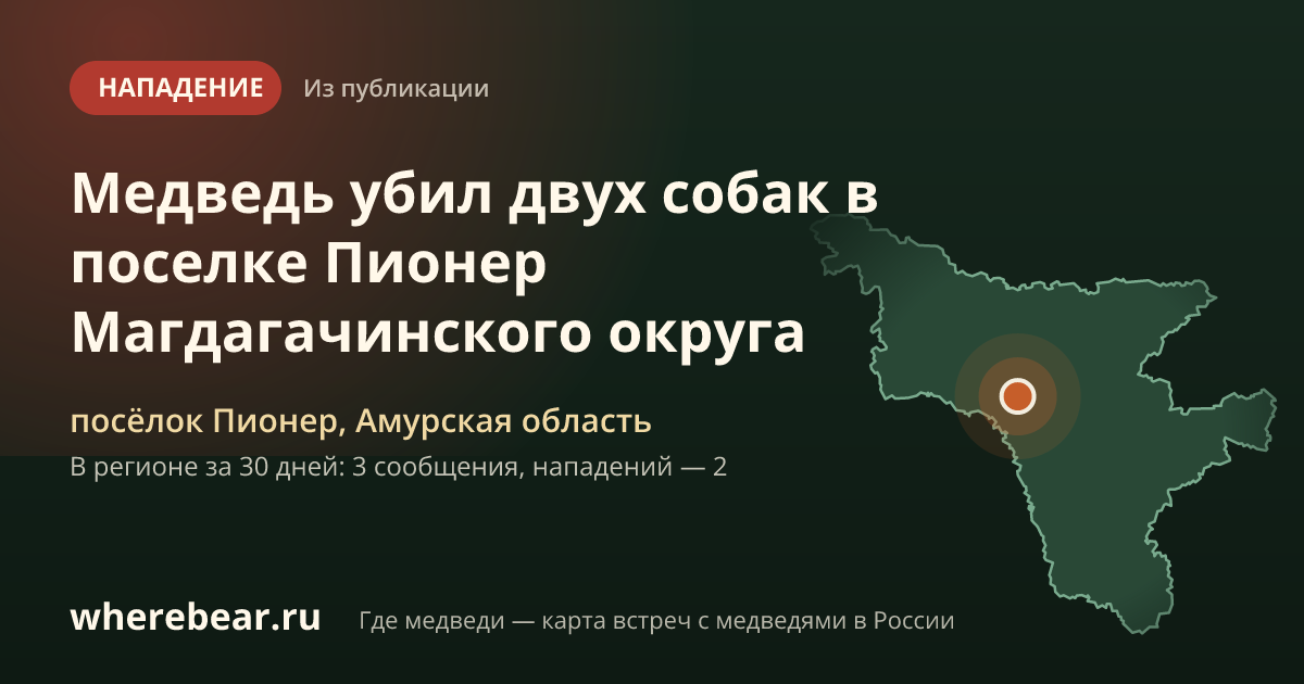 Место на карте: поселке Пионер, Амурская область