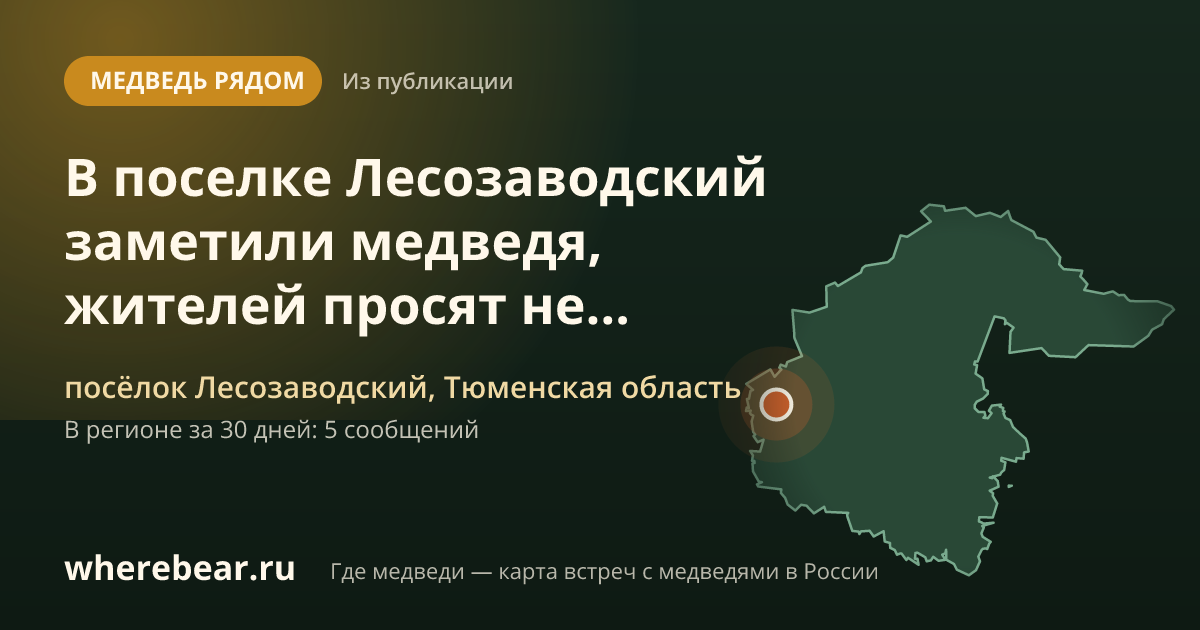 Место на карте: поселке Лесозаводский, Тюменская область