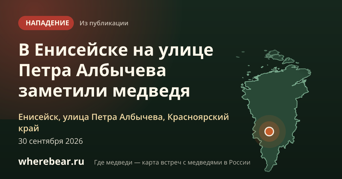 Место на карте: Енисейск, улица Петра Албычева, Красноярский край
